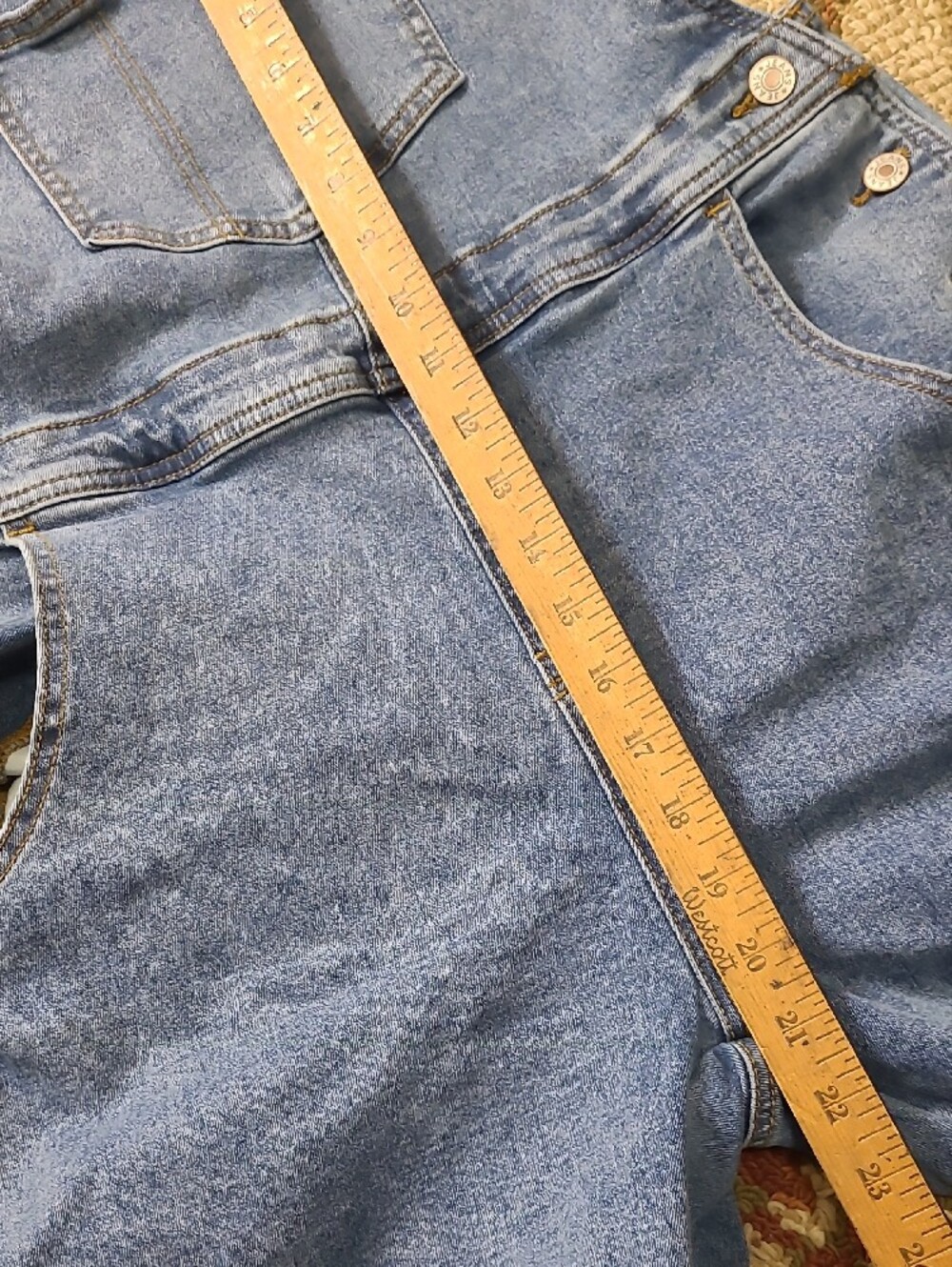 Women's Light Blue Denim Jeans Overalls with Adjustable Straps - Picture 9 of 15